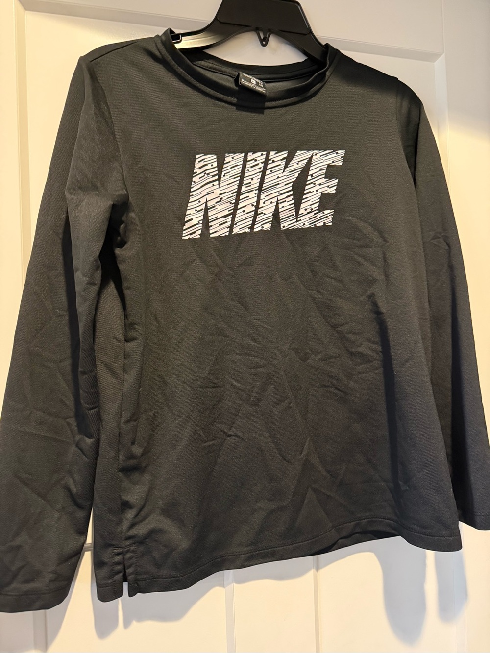 Nike Black Long Sleeve Tee with White Logo